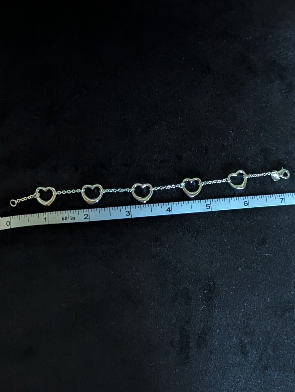 Sterling Silver 925 Heart Link Bracelet Jewelry - Picture 4 of 7